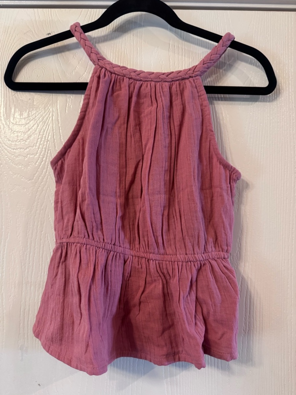 Braided Halter Peplum Tank Top - Dusty Rose